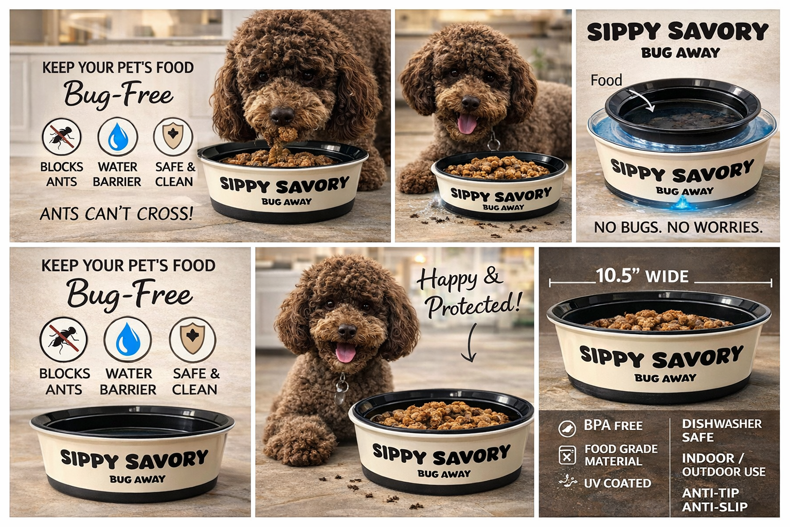 Sippy Savory – Ant-Proof Pet Food & Water Bowl